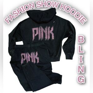 NEW VICTORIAS SECRET PINK BLING ZIP HOODIE SWEATSHIRT 2025 FASHION SHOW NICE!